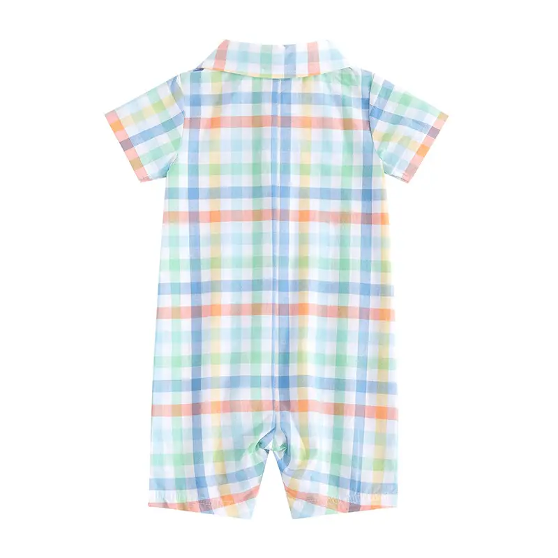 Summer Children's Shorts Baby Romper Plaid Shirt