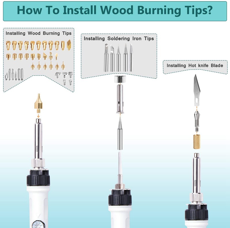 DIY wood burning kit constant temperature iron pen with switch
