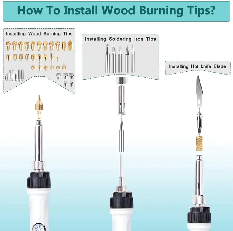 DIY wood burning kit constant temperature iron pen with switch