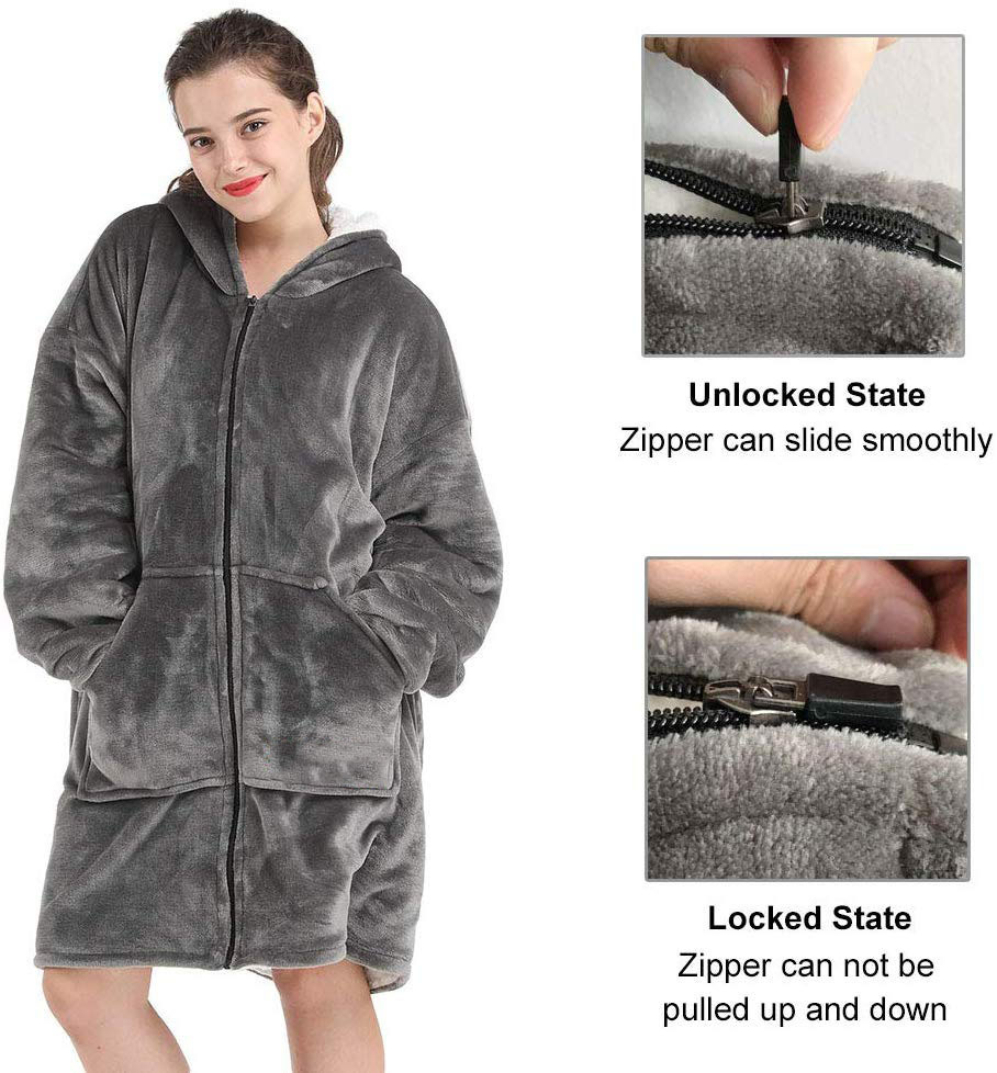 Long sleeve pocket zipper tv TV blanket casual sweater