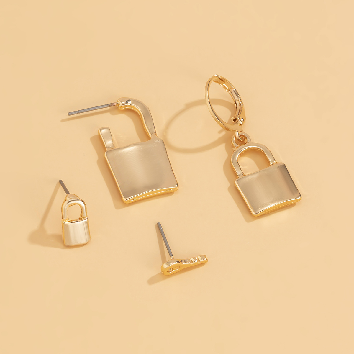 Hollow Key Lock Set Earrings Women's Personalized Small Business Pendant Earrings