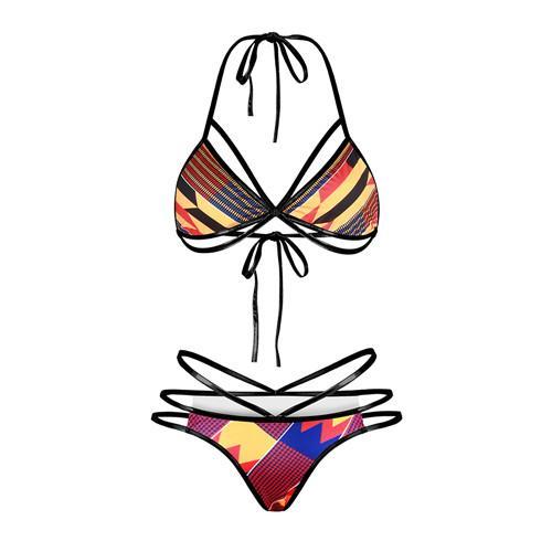 Maroon Multi Colored Bikini Set Maroon Burgundy - Shop at LoveMi
