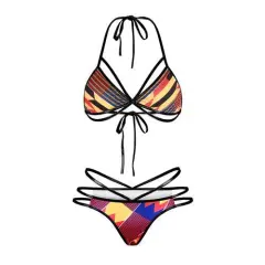 Maroon Multi Coloured Bikini Set - Maroon - View 1