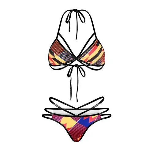 Maroon Multi Colored Bikini Set Maroon - Shop at LoveMi