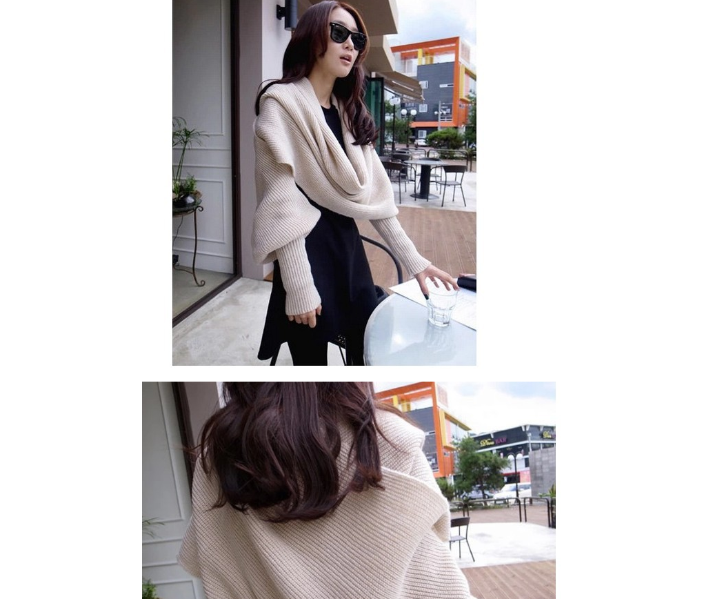 Autumn and winter new V-shaped cross-neck collar off-shoulder knit sexy pullover sweater scarf