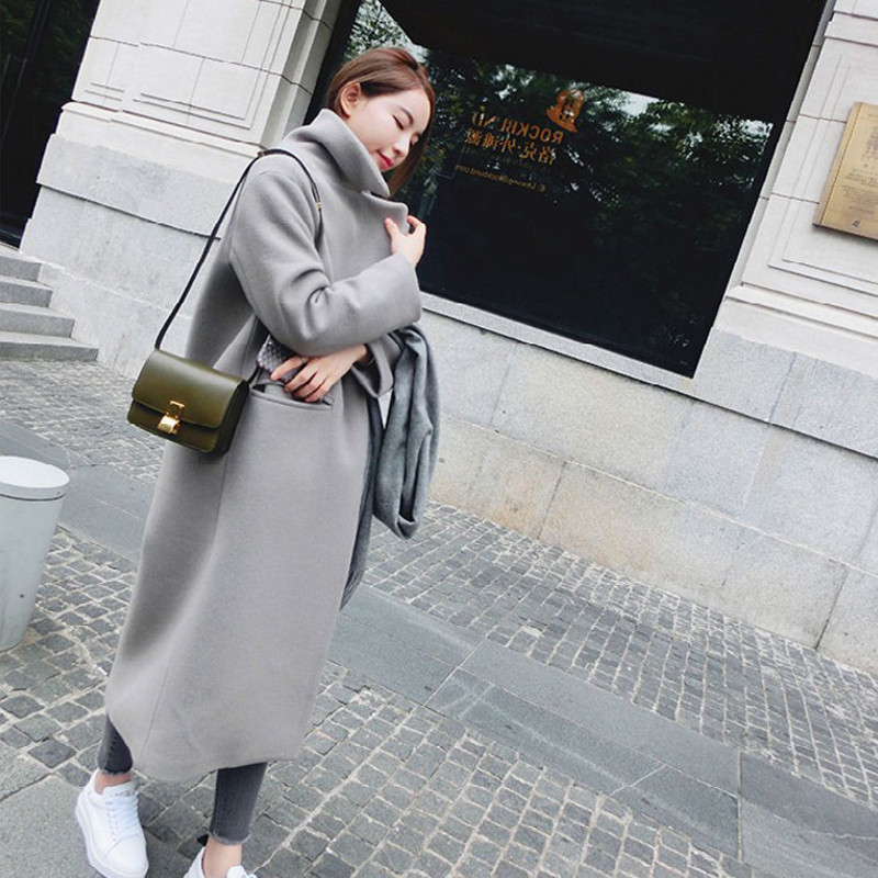 Long coat in woolen coat Gray - Shop at LoveMi