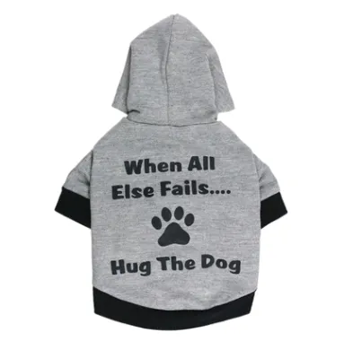 Pet clothes dog clothing, printed Hug The Dog with hat t shirt Teddy clothes dog clothes Hemp Gray Black Side - Shop at LoveMi