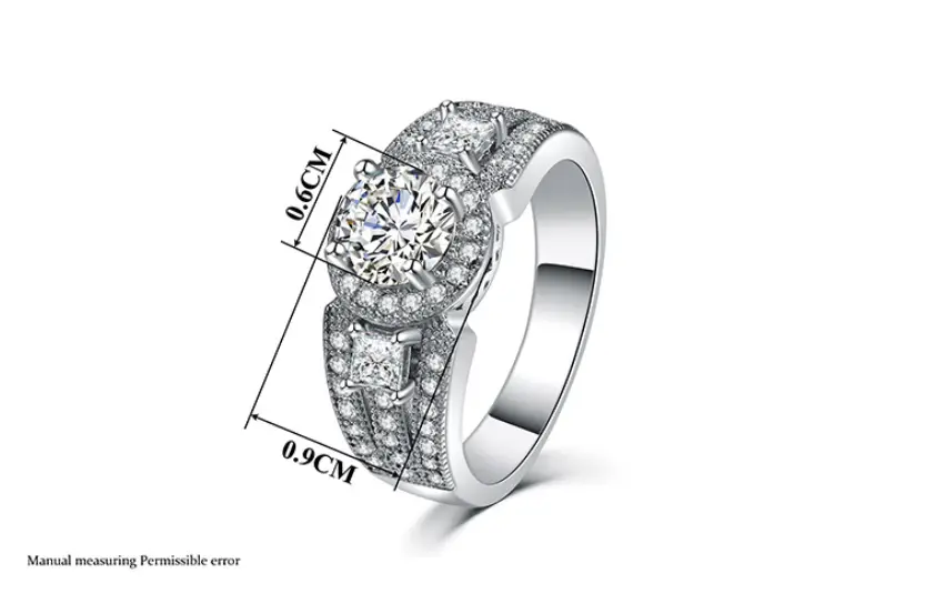 Fashion trend wedding ring AAA zircon heart and eight arrow plated women's white gold ring