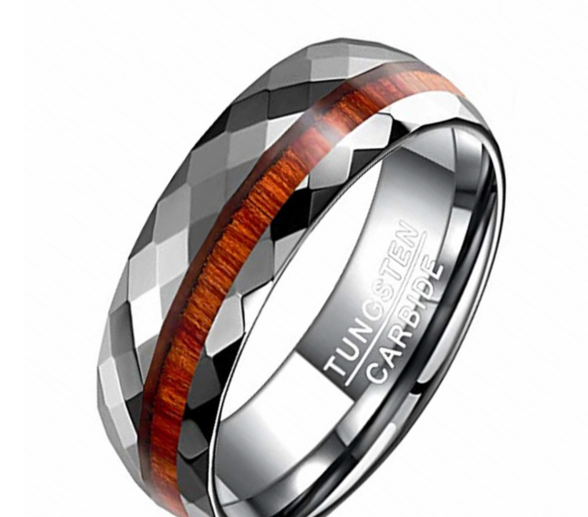 Tungsten steel ring cut flower parquet