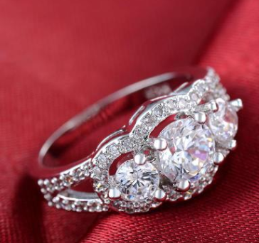 European and American fashion women's ring AAA zircon micro-plated white gold women's ring