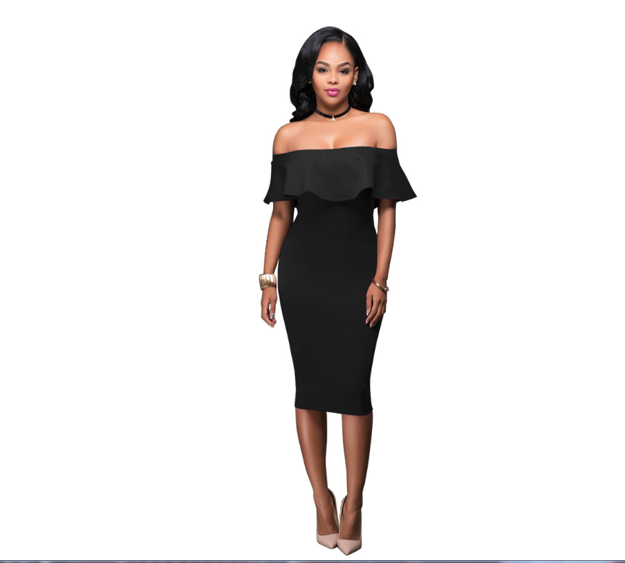 Off Shoulder Ruffles Dress