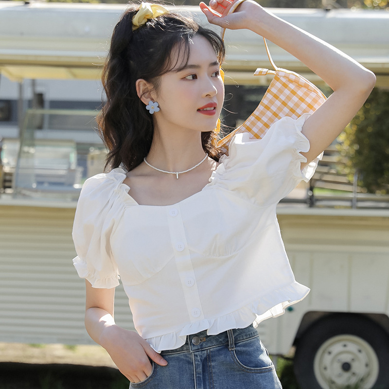 Bubble Sleeve Agaric Hem Top