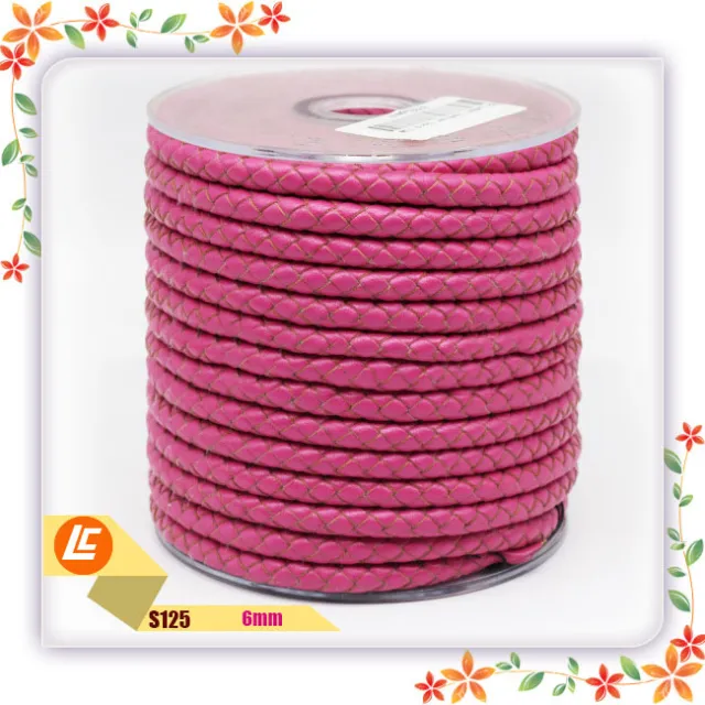 Braided Black Real Cowhide Rope Round Rose Red - Shop at LoveMi