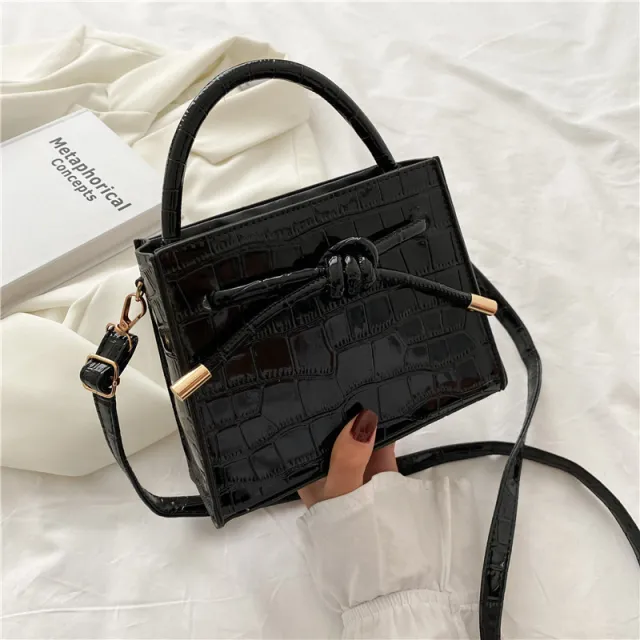 New Korean Style Single Shoulder Messenger Bag Female Mori Stone Pattern Black - Shop at LoveMi