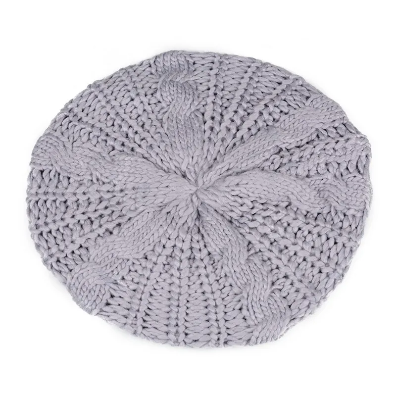 Women's Autumn And Winter Big Buds Twist Ball Knitted Hat - Light Grey