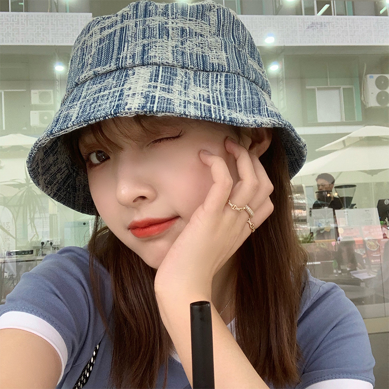 Women's Thin Denim Light Blue Fisherman Hat