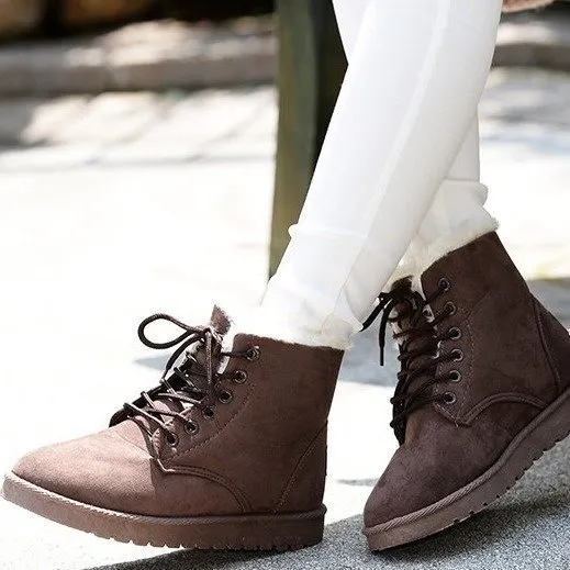Snow Boot for Women Winter Shoes Heels Winter Boots Ankle Warm Plush Insole Coffee - Shop at LoveMi