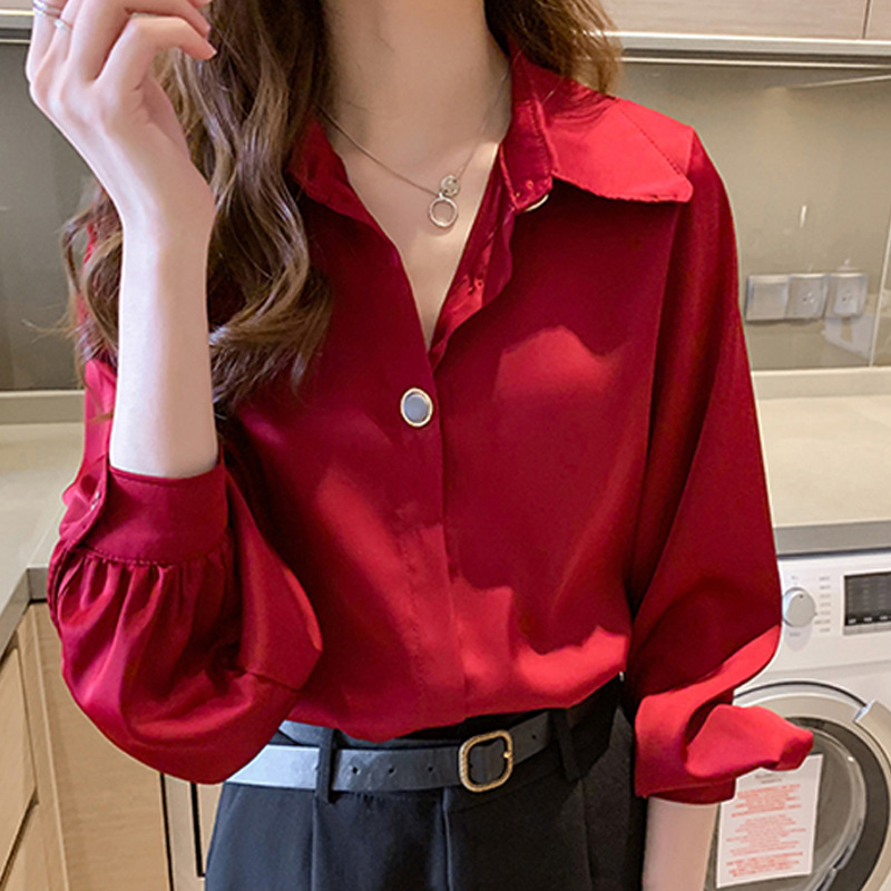 Long-sleeved top bottoming chiffon