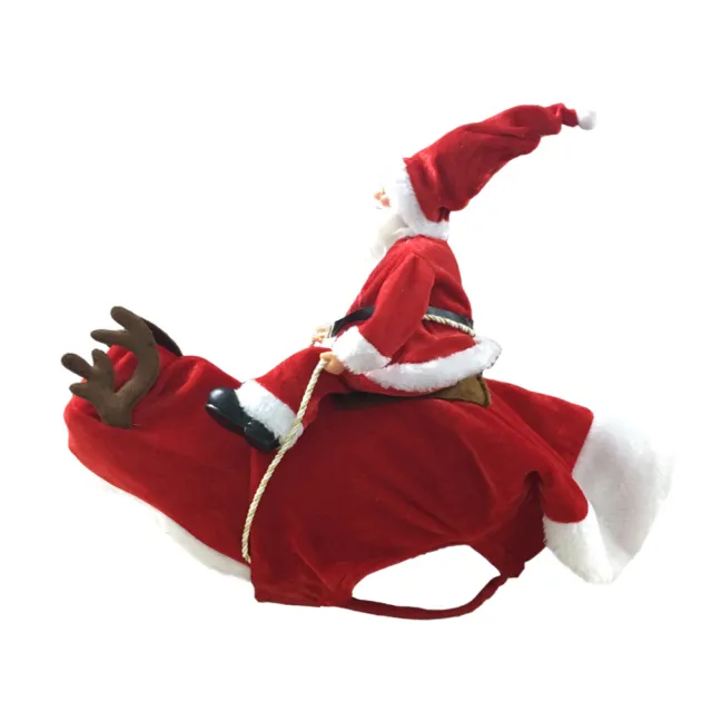 Dog Christmas Clothes Santa Claus Riding Deer Red - Shop at LoveMi