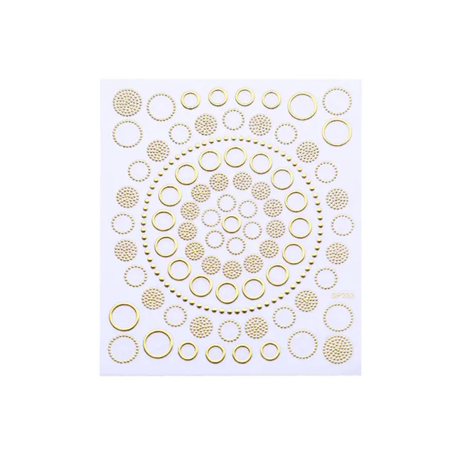 3D Nail Stickers Gold Silver Metal Black Geometric Flower - 12Style