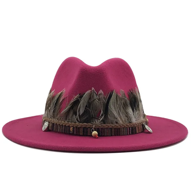 Ladies jazz woolen hat Top hat Rose Red - Shop at LoveMi