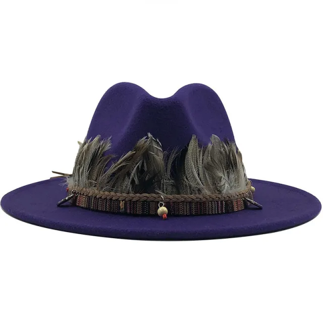 Ladies jazz woolen hat Top hat Purple - Shop at LoveMi