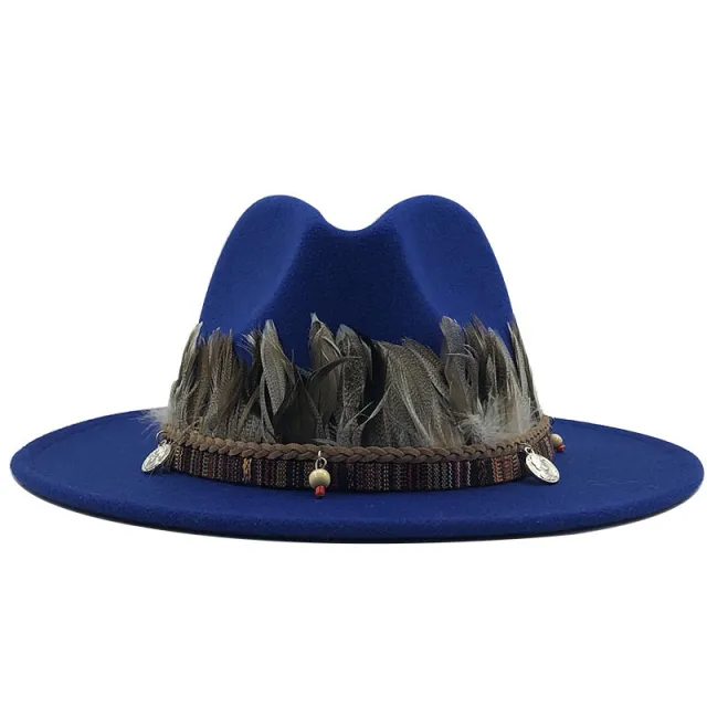 Ladies jazz woolen hat Top hat Blue - Shop at LoveMi