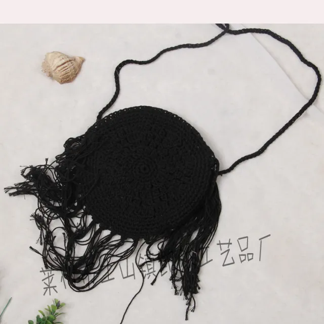 Hand knitted clutch woven messenger bag Black - Shop at LoveMi
