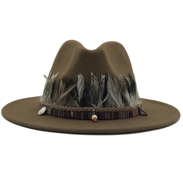 Ladies jazz woolen hat Top hat Khaki - Shop at LoveMi