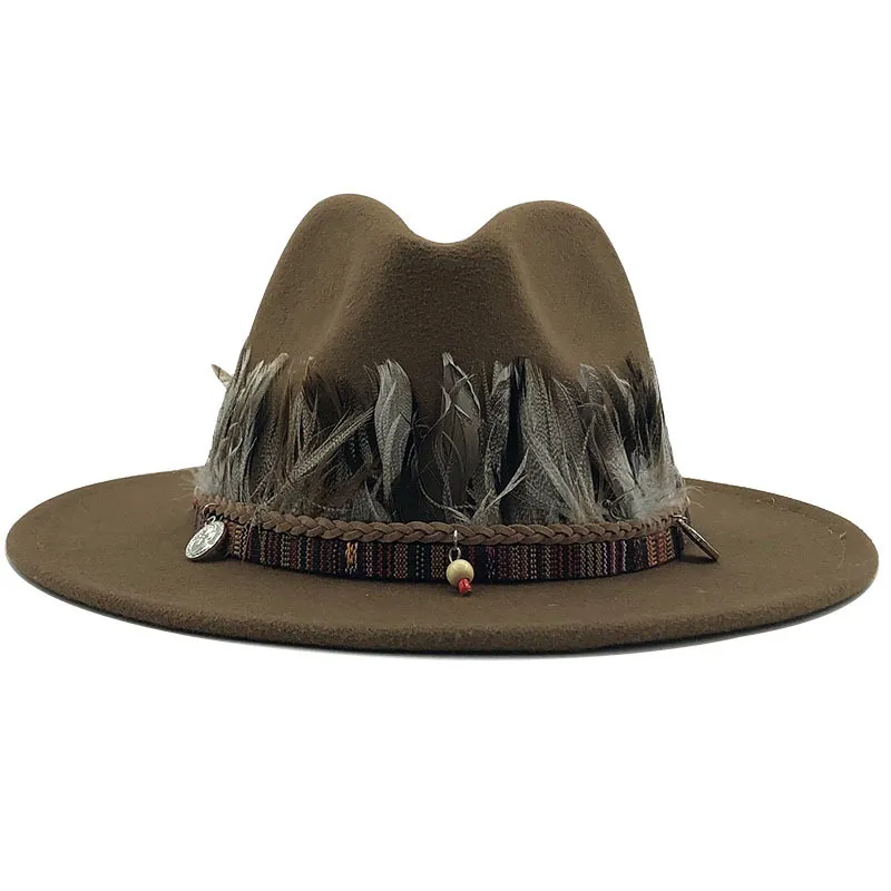 Ladies jazz woolen hat Top hat - Khaki