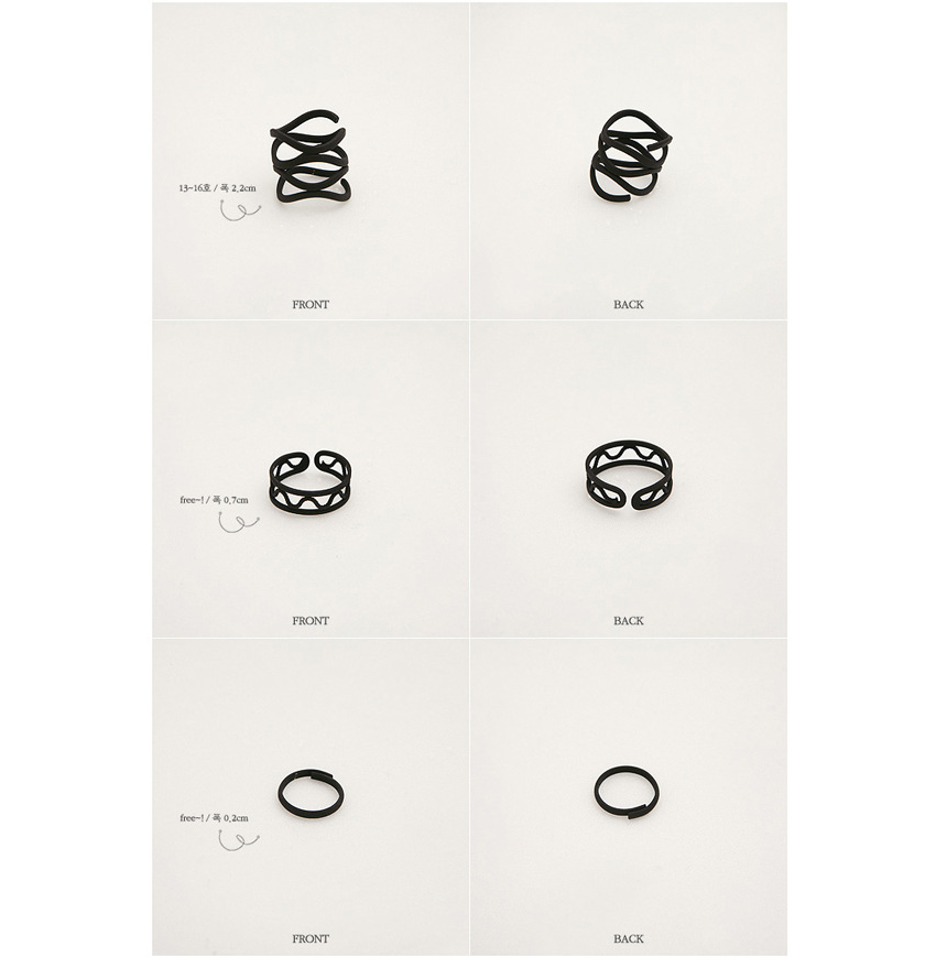 Harmony Sale Black Hollow Finger Ring Set For Women