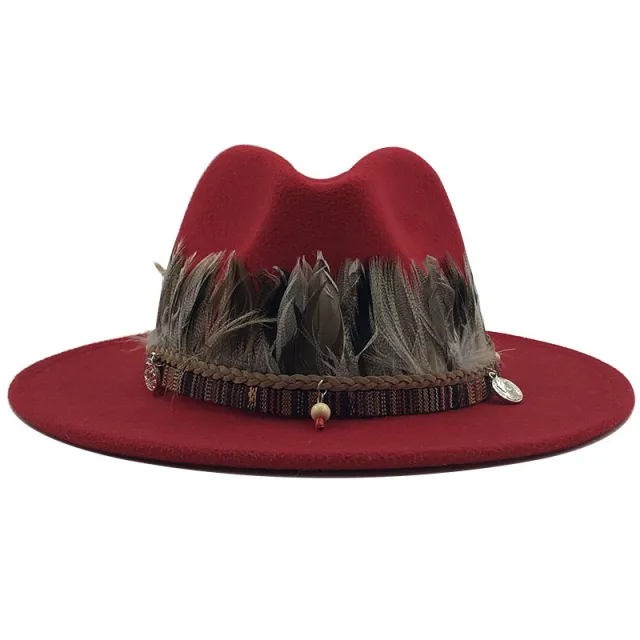 Ladies jazz woolen hat Top hat Red - Shop at LoveMi