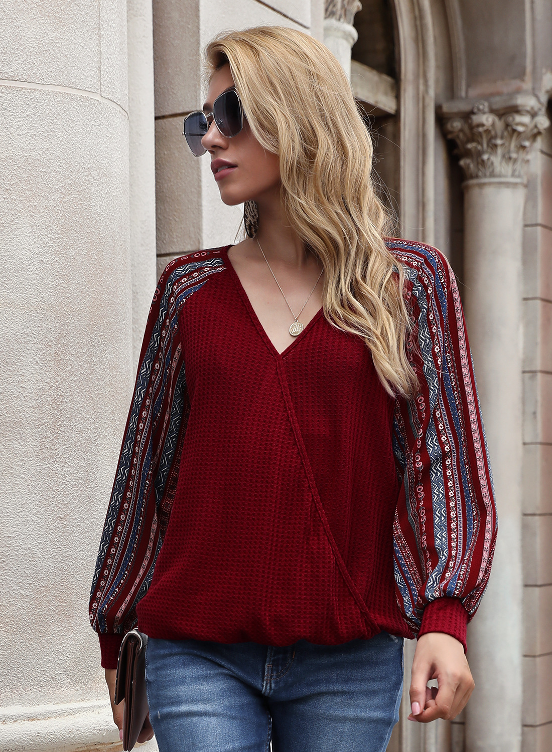 Irregular print long sleeve T-shirt