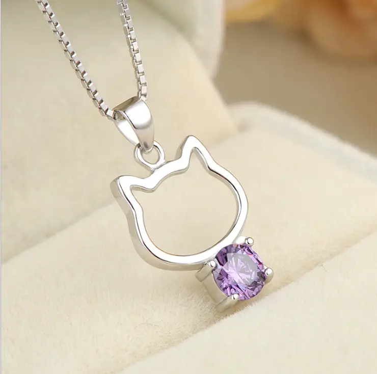 Li silver inlaid Zircon Pendant Necklace Sterling Silver Pendant S925 Korean female wholesale manufacturers