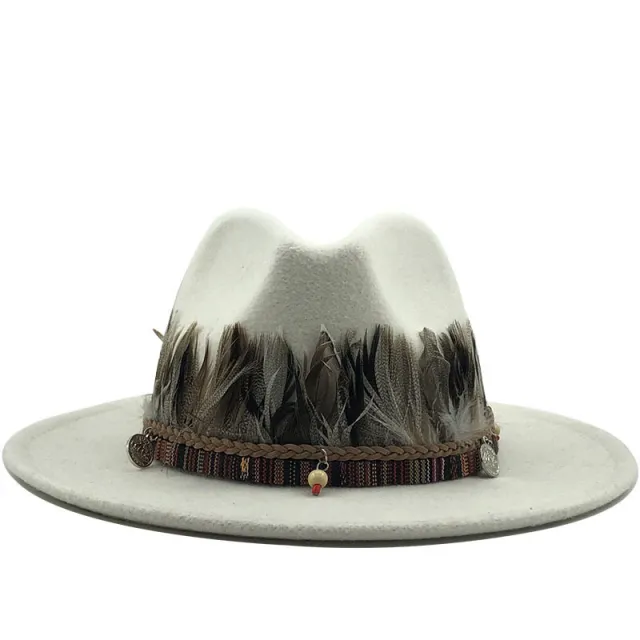 Ladies jazz woolen hat Top hat White - Shop at LoveMi