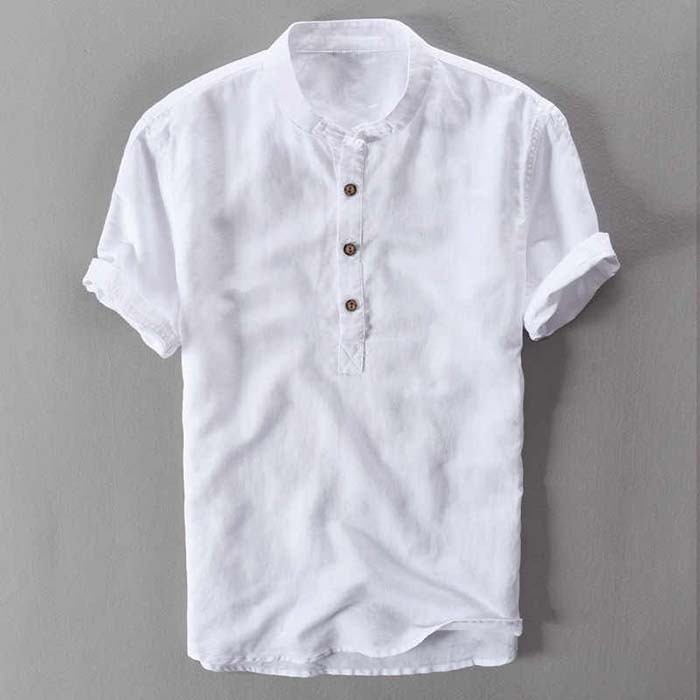 Stand collar short sleeve shirt