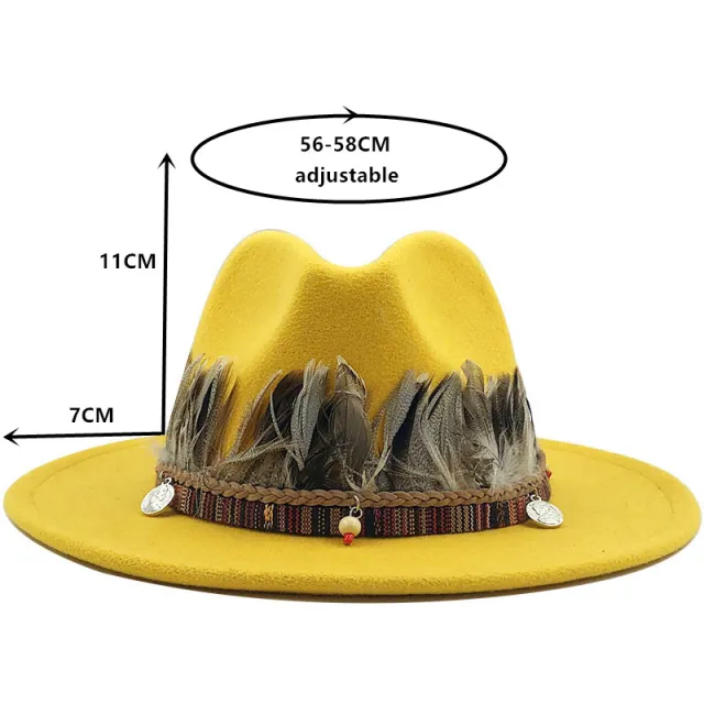 Ladies jazz woolen hat Top hat Yellow - Shop at LoveMi