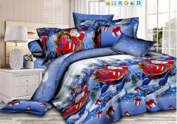 Santa bedding three-piece four-piece - Blue Christmas