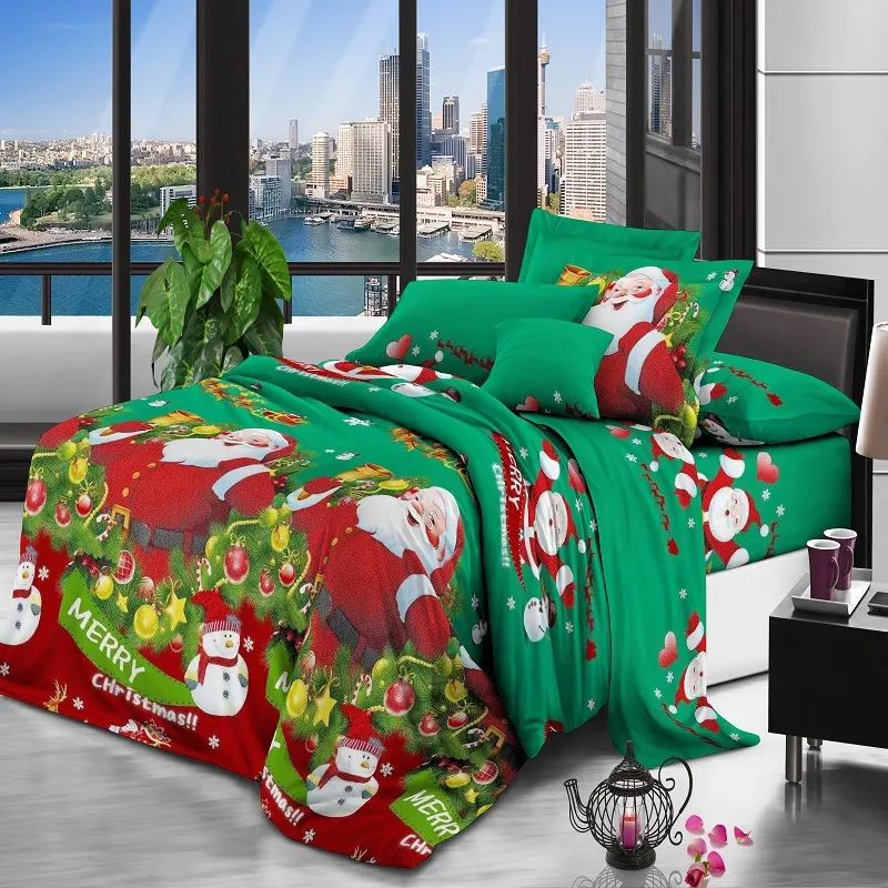 Santa bedding three-piece four-piece - Green Christmas