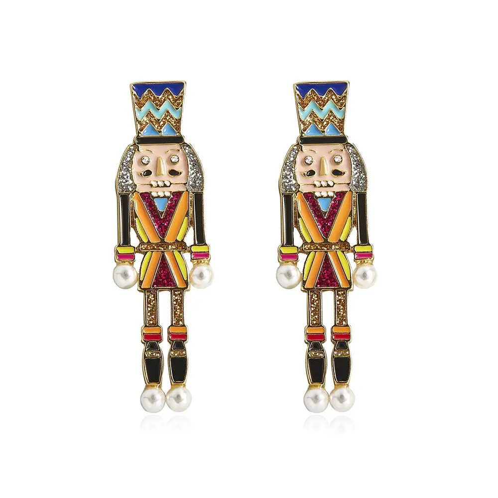 Oil drop multicolor gold powder villain knight earrings