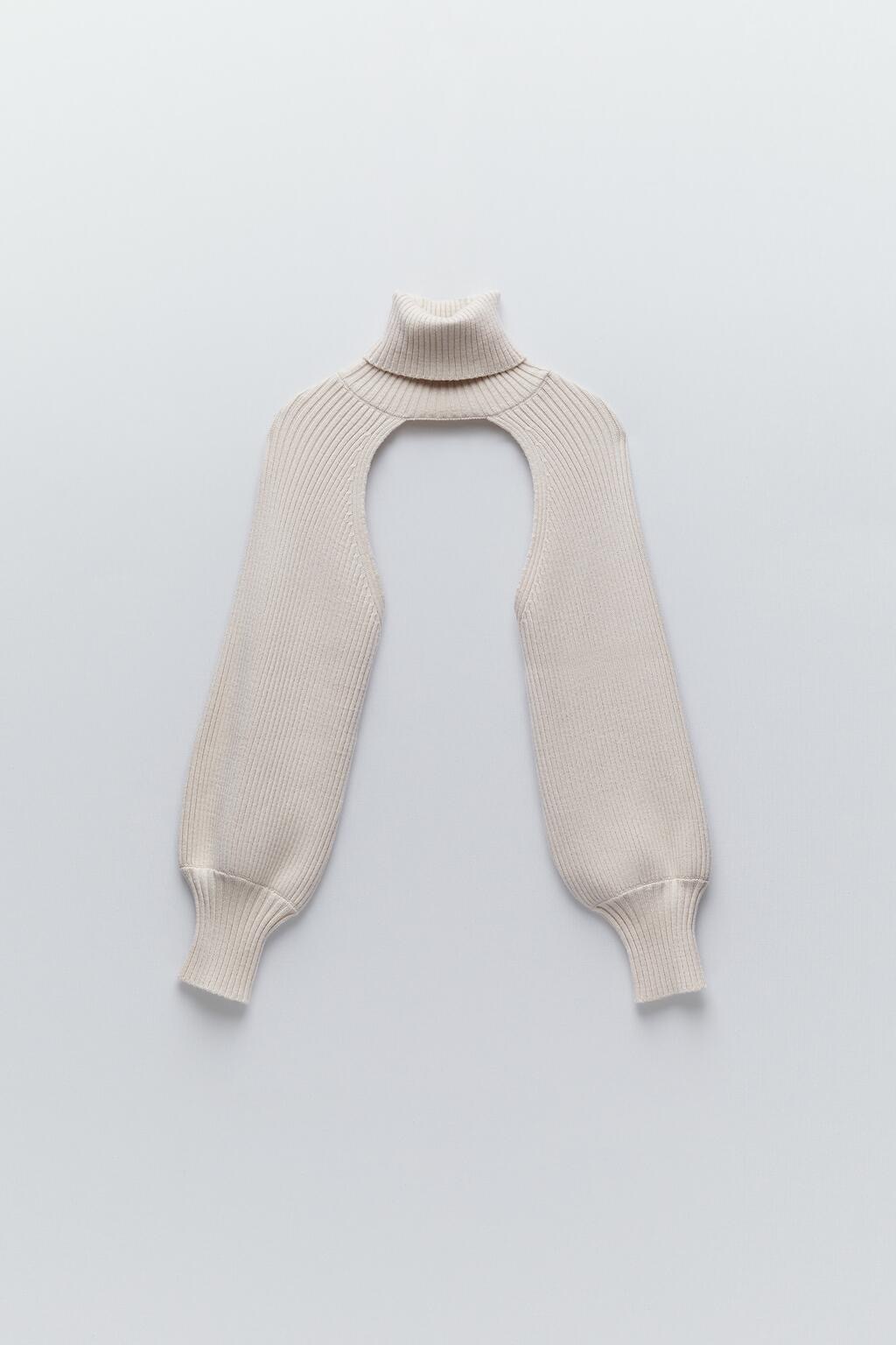 Solid color knitted sleeve cape