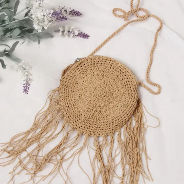 Hand knitted clutch woven messenger bag Camel - Shop at LoveMi