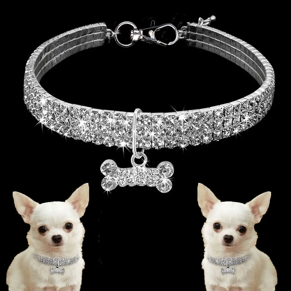 Bling Rhinestone Dog Collar Crystal Puppy Chihuahua