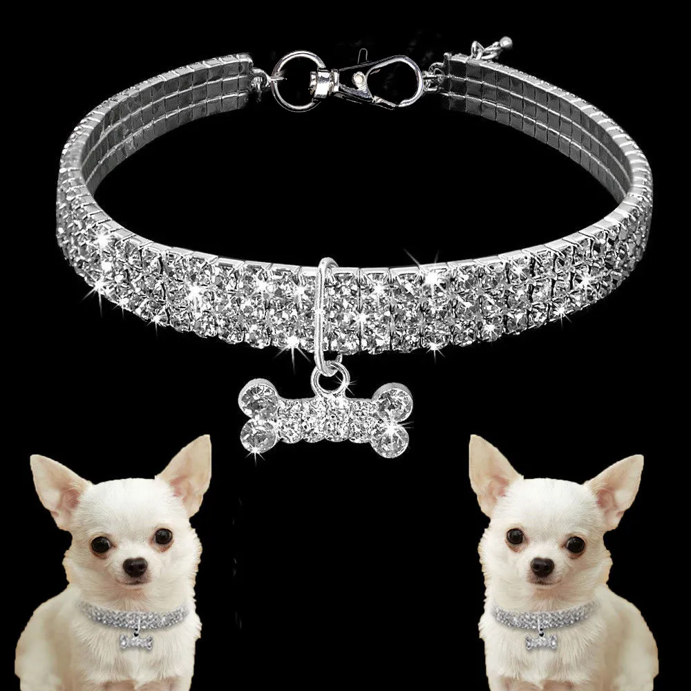 Bling Rhinestone Dog Collar Crystal Puppy Chihuahua Pet Dog Collars Leash For Small Medium Dogs Cats – image 3
