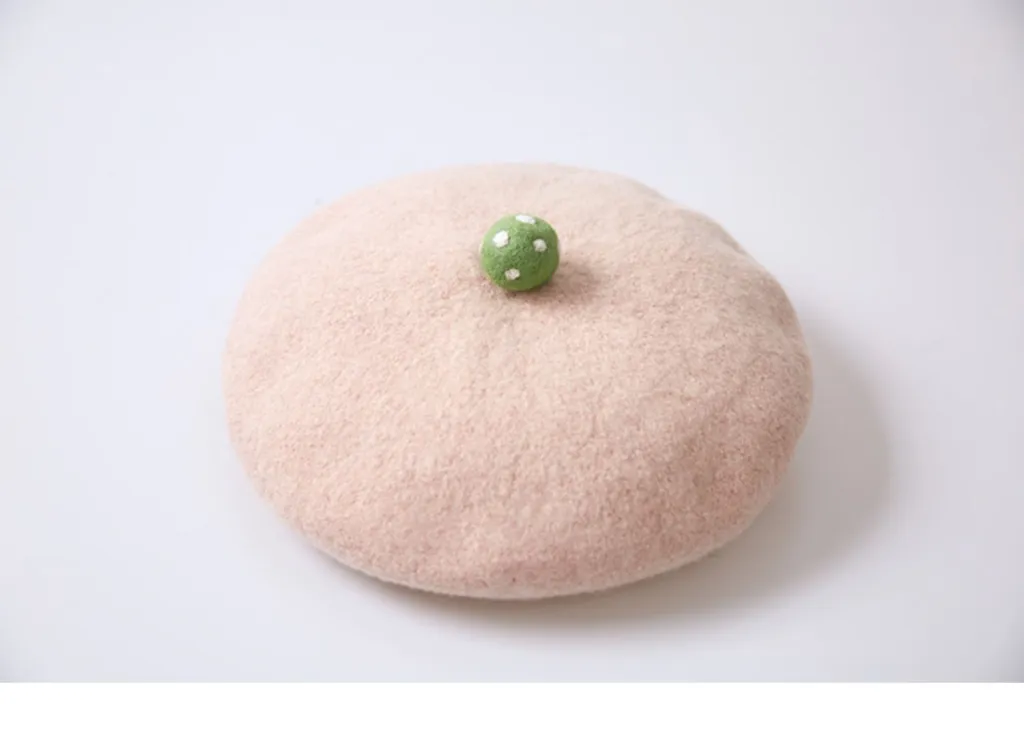 Handmade wool felt literary cute succulent beret - Pink