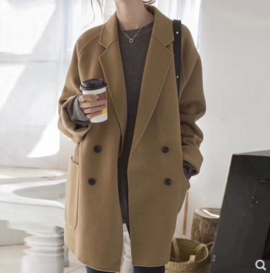 Loose-fit reversible cashmere coat