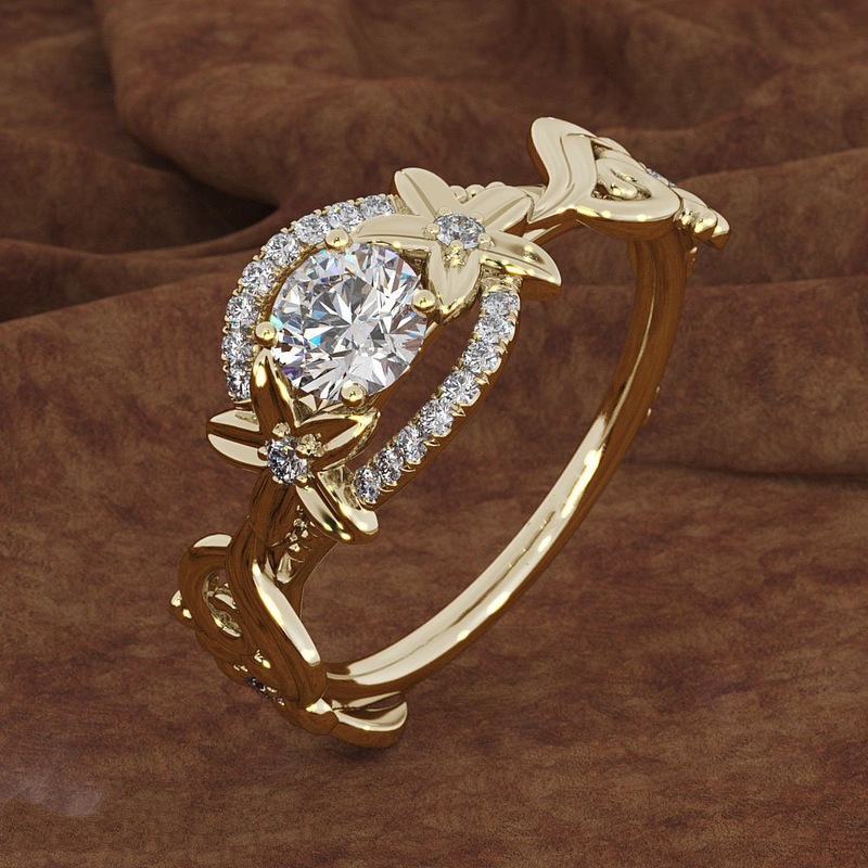 Flower and Diamond Ring