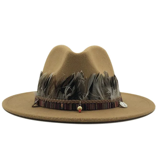 Ladies jazz woolen hat Top hat Camel - Shop at LoveMi