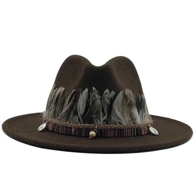Ladies jazz woolen hat Top hat Coffee - Shop at LoveMi
