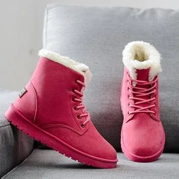 Snow Boot for Women Winter Shoes Heels Winter Boots Ankle Warm Plush Insole Pink - Shop at LoveMi